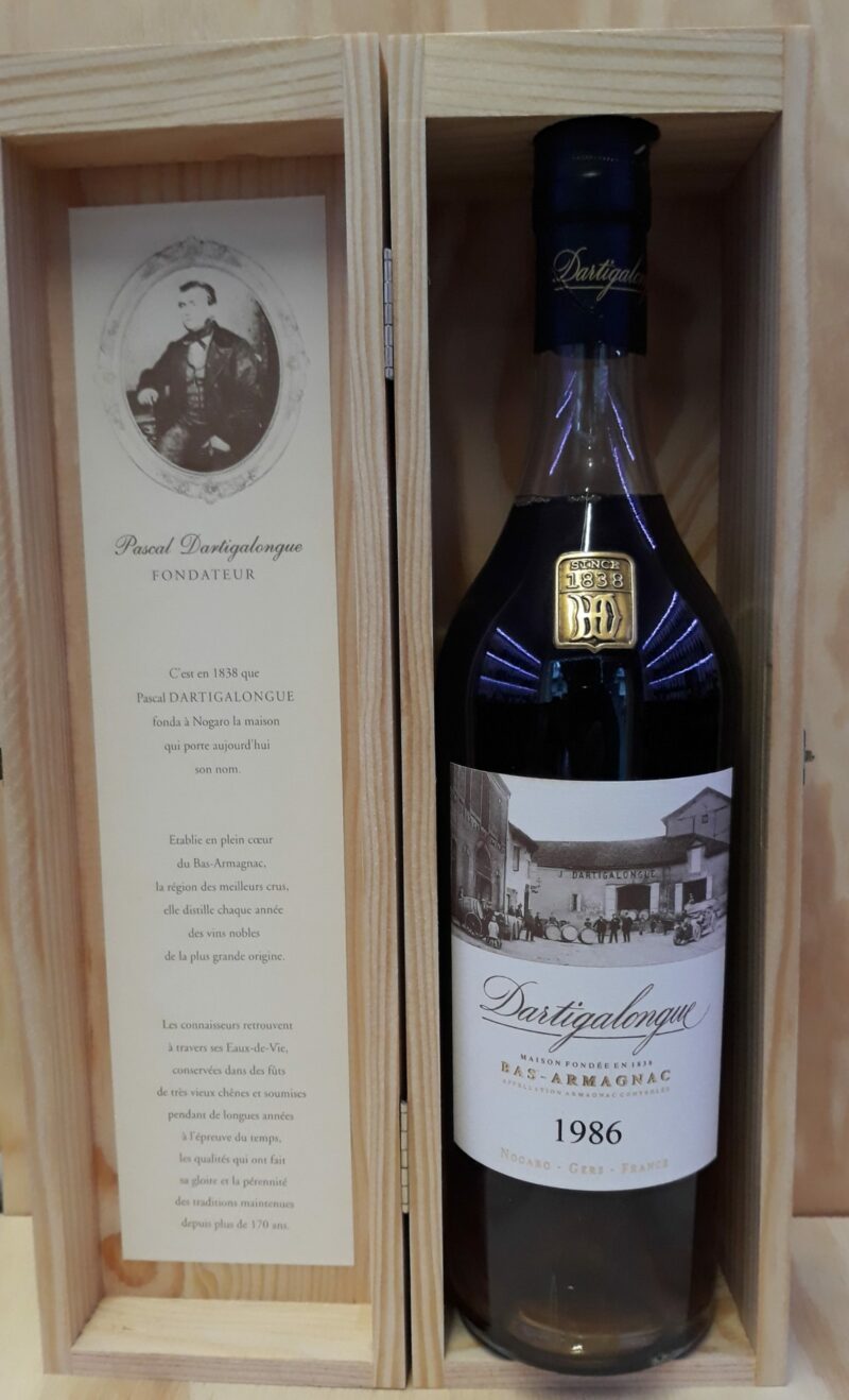 Coffret bois Armagnac 1986 Dartigalongue