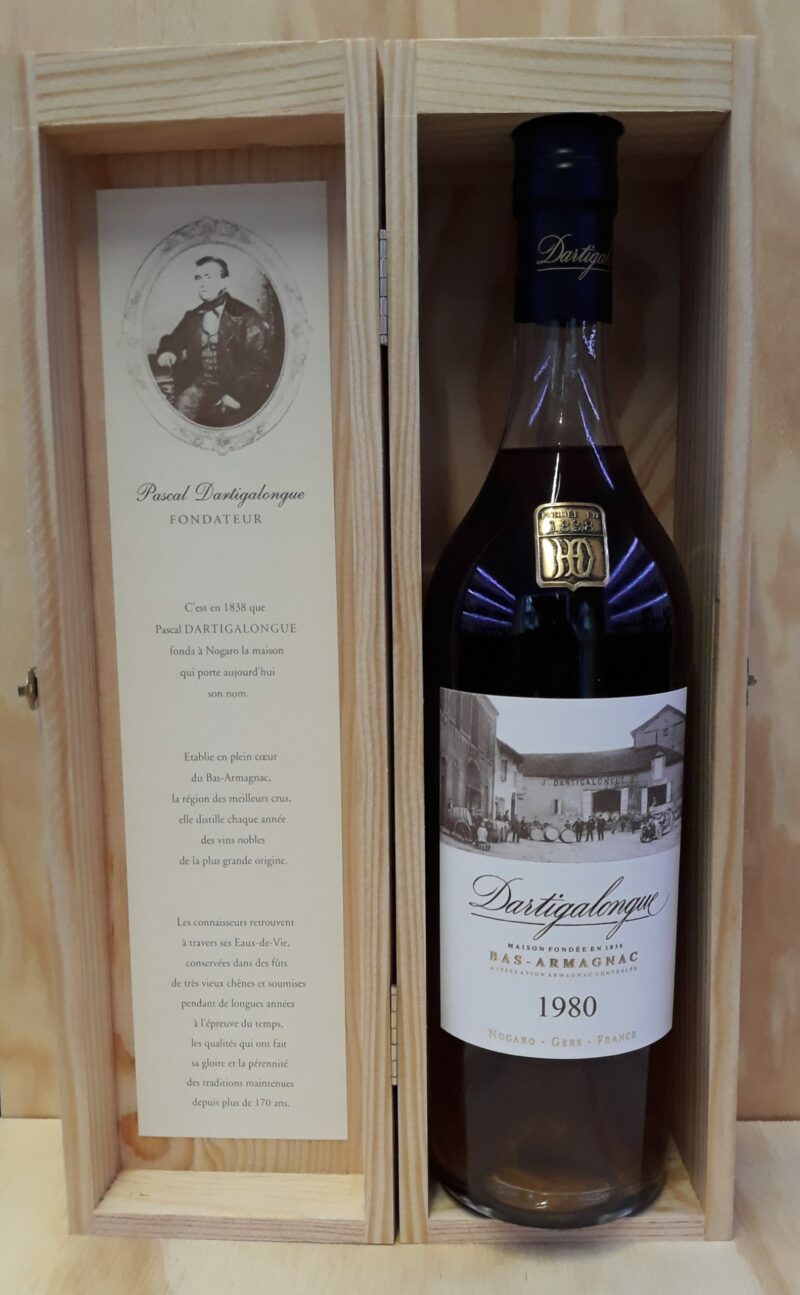 Coffret bois Armagnac 1980 Dartigalongue