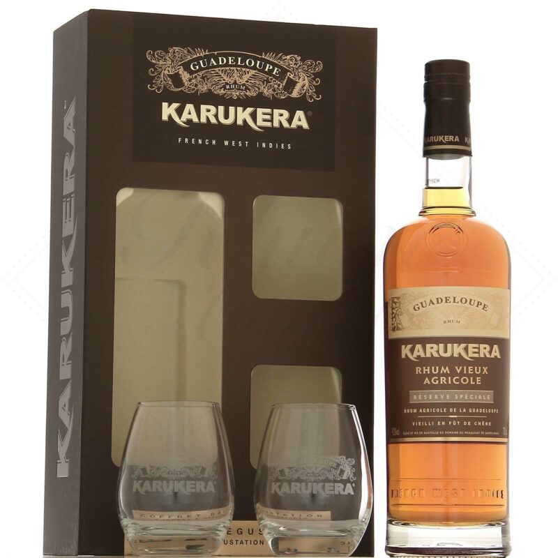karukera rhum vieux reserve speciale en coffret 2 verres